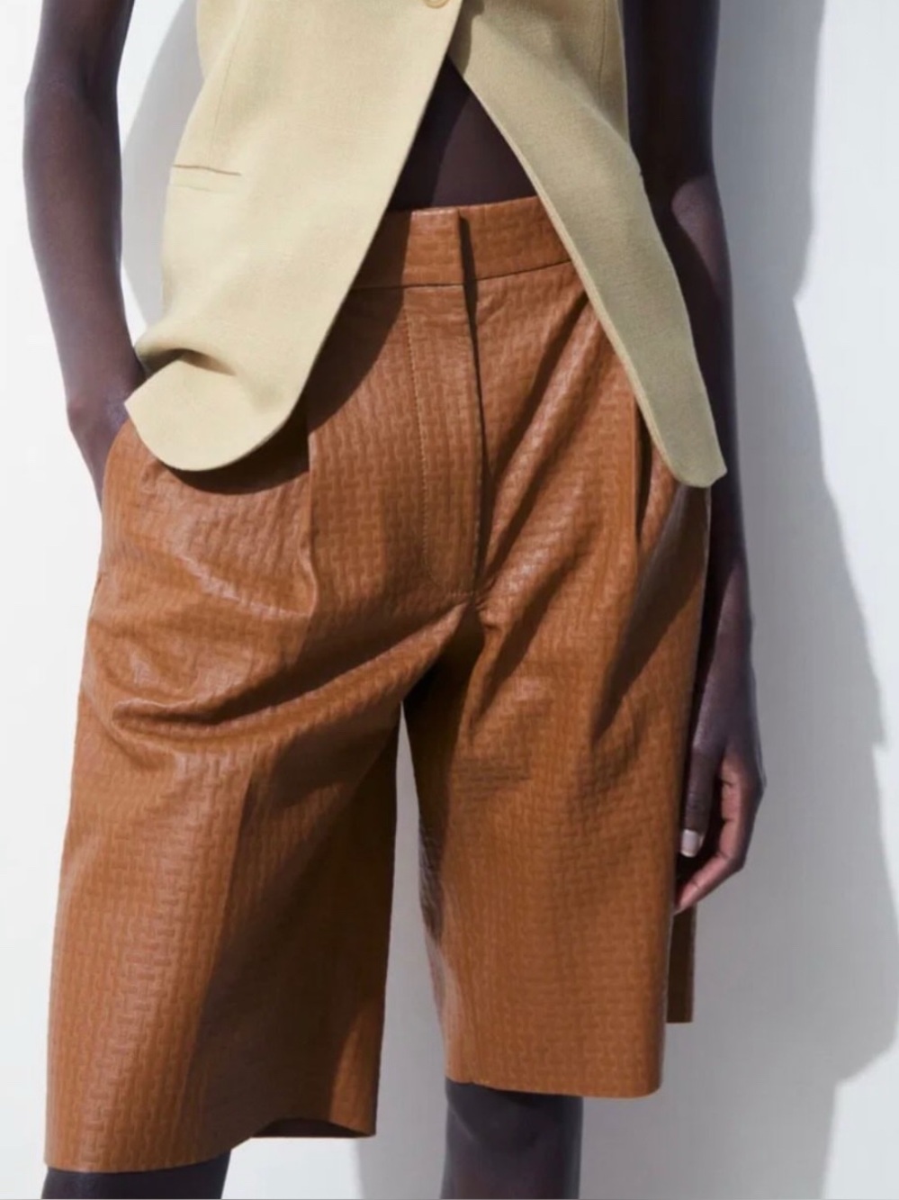 COS ATELIER - THE EMBOSSED-LEATHER BERMUDA SHORT